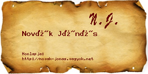 Novák Jónás névjegykártya